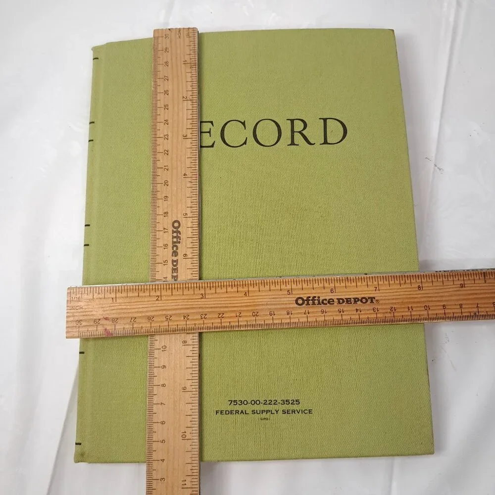 Vintage Federal Supply‎ Service RECORD Log Memorandum Book green notebook lined